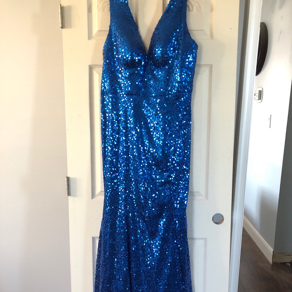 Grace Karin Elegant Blue Mermaid Gown